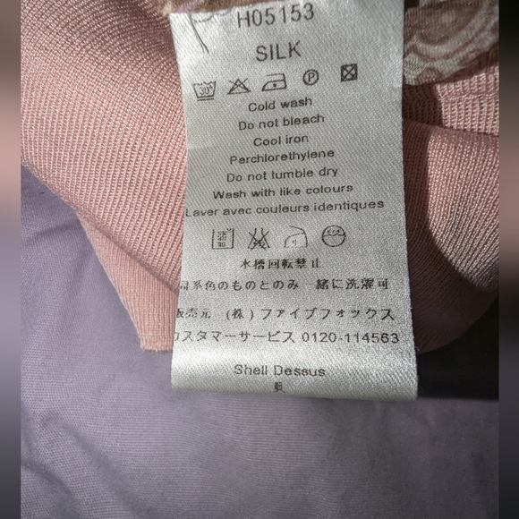 Designer Anne Fontiane silk/ cotton blouse size 2 never worn in pink/tan paisley - Picture 8 of 9